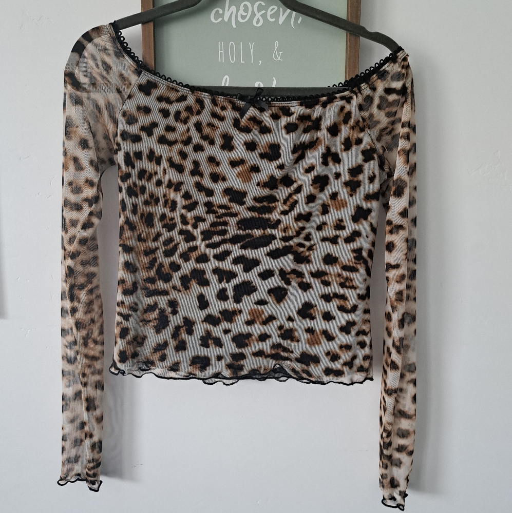 Brown and Black Fitted Long Sleeve Blouse